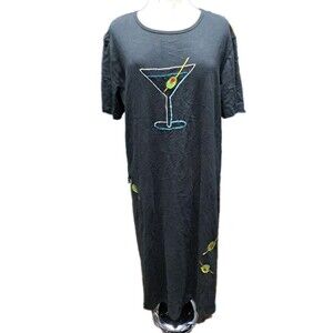 Vintage Carrie Allen Maxi Dress Black Short Sleeve Embroidered Embellished